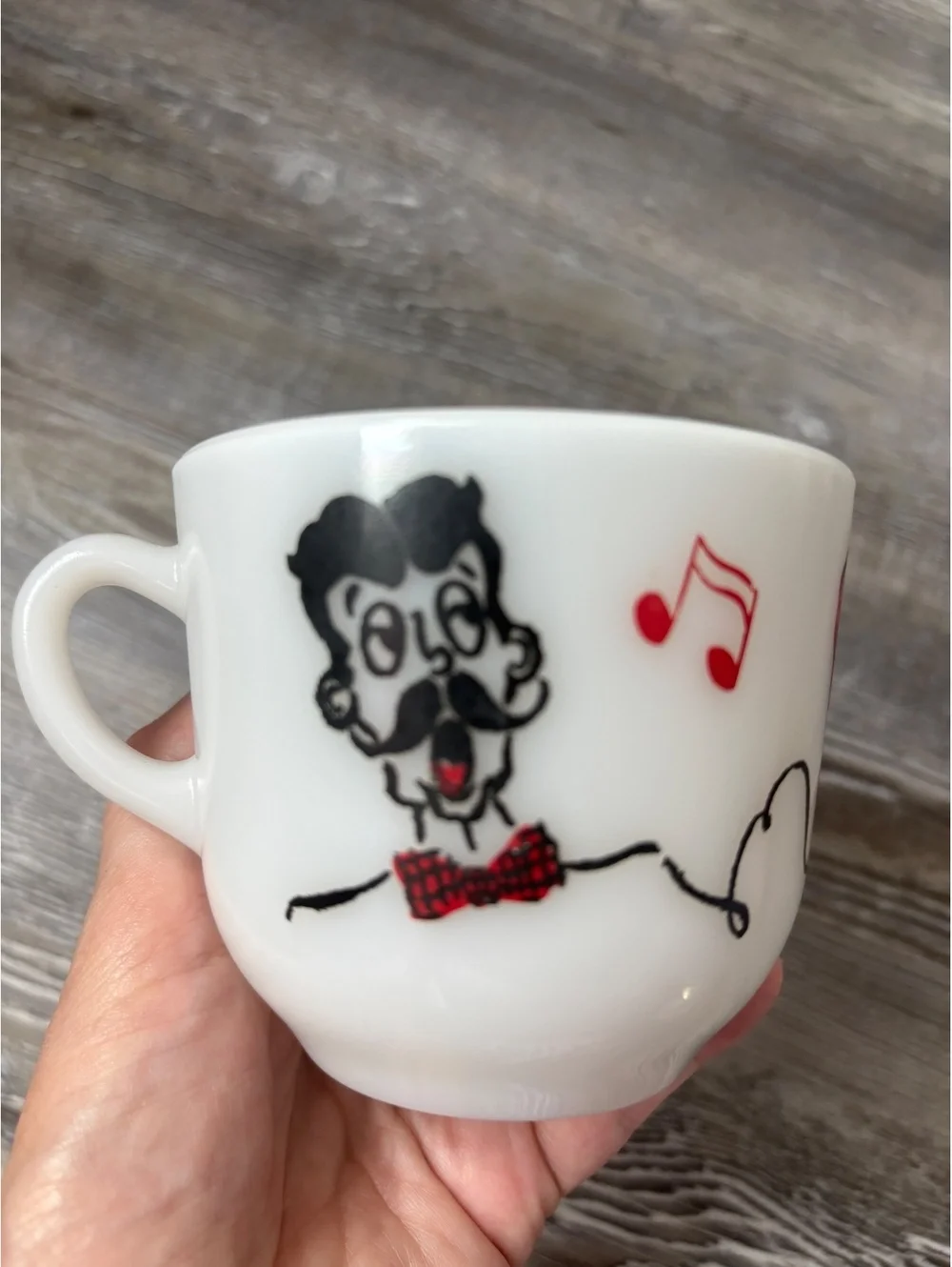Vintage Hazel Atlas DAD Mug Milk Glass Singing Couple Mom Dad Set Replacement